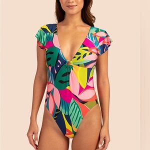 NWT, Trina Turk, Rainforest, One Piece Swimsuit. Size 10